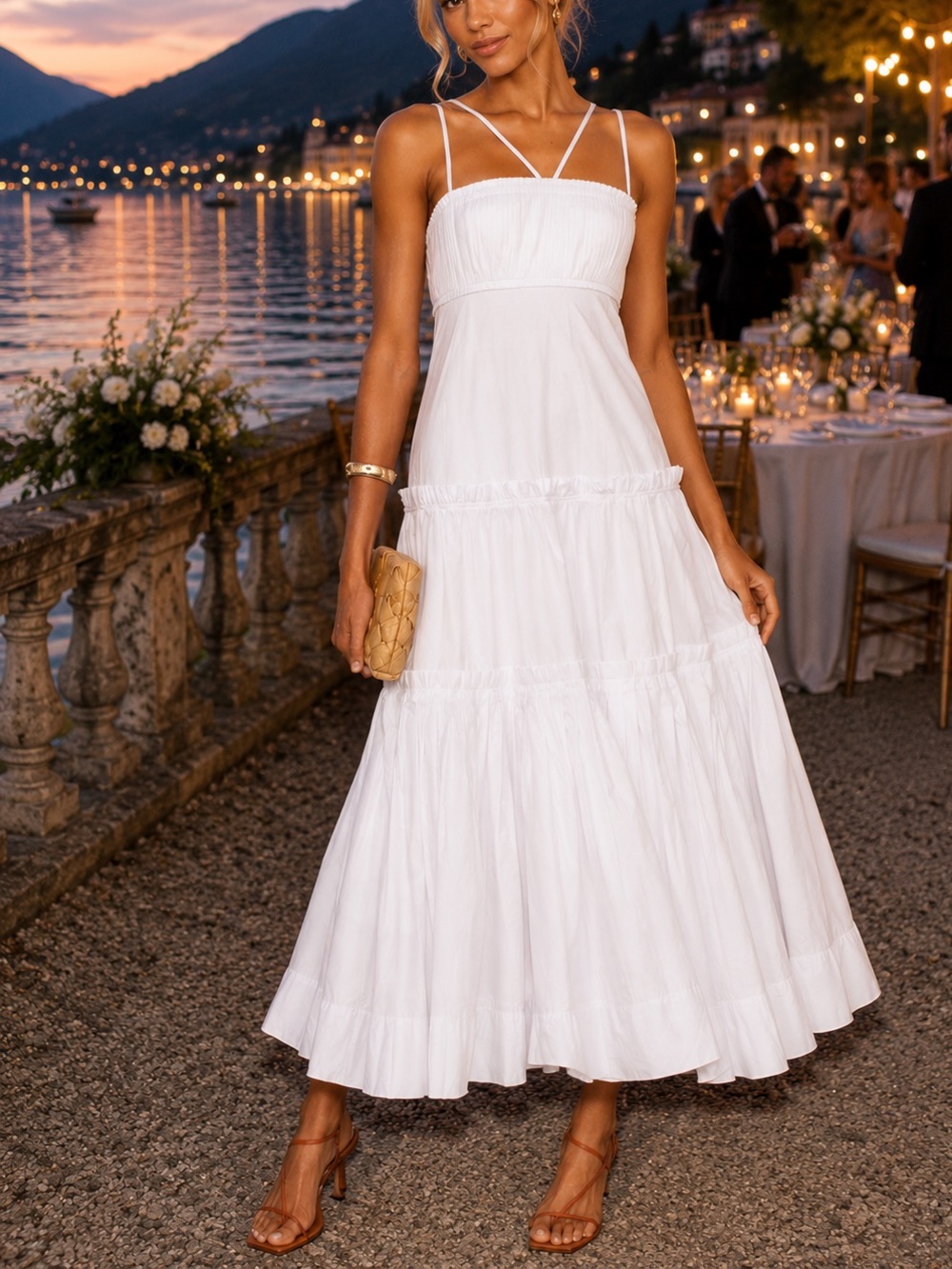 Nicholas Novi White Maxi 100% cotton Dress - Size 8